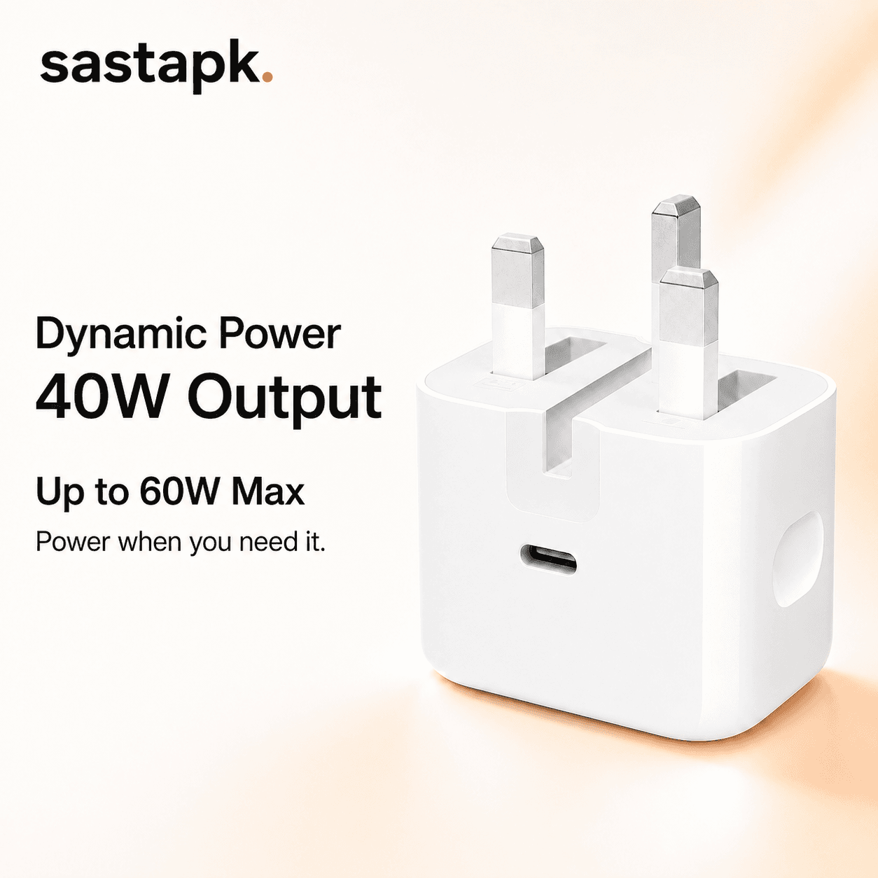 40W USB-C PD Power Adapter (3-Pin)