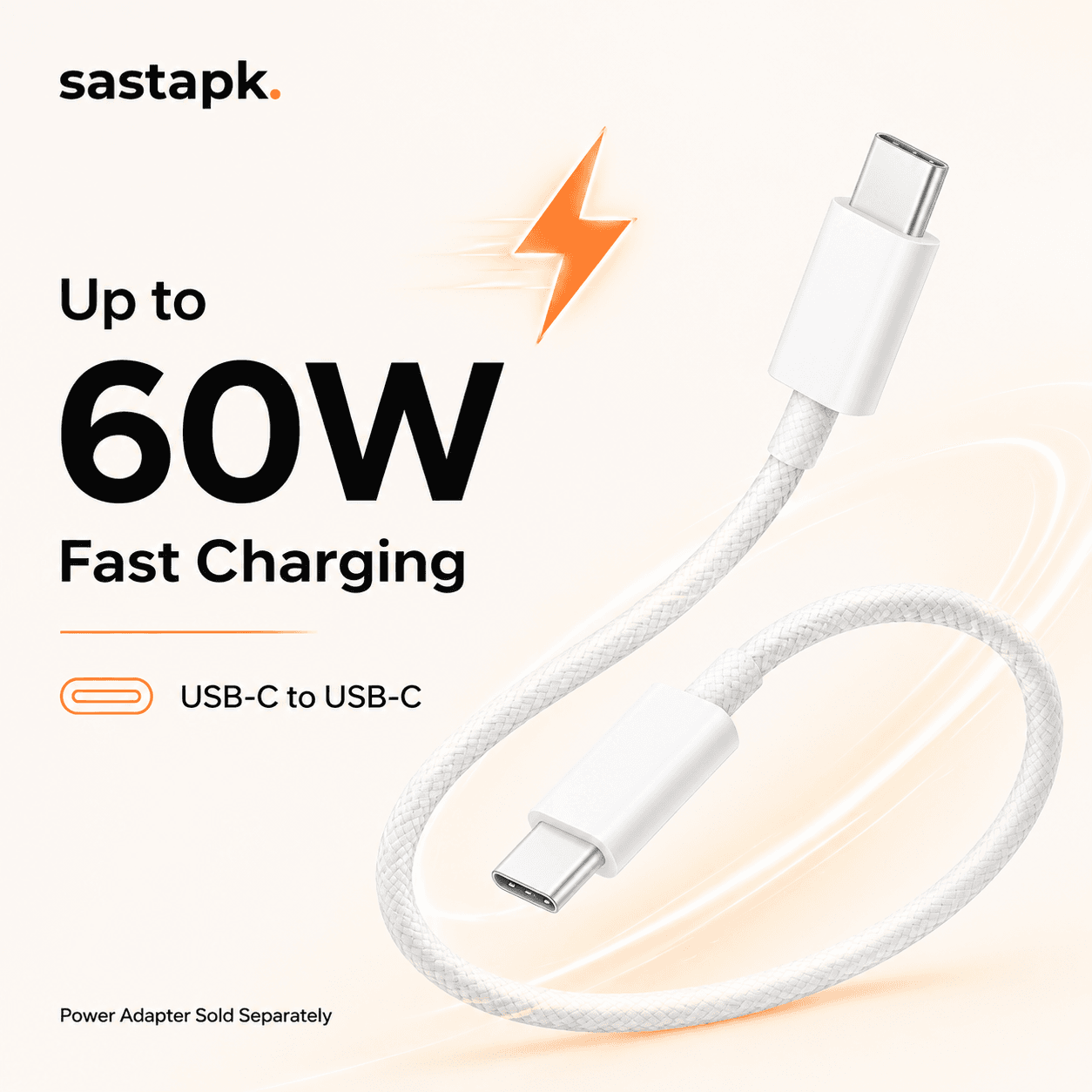 USB-C to USB-C 60W Braided Fast Charging Cable (1m)