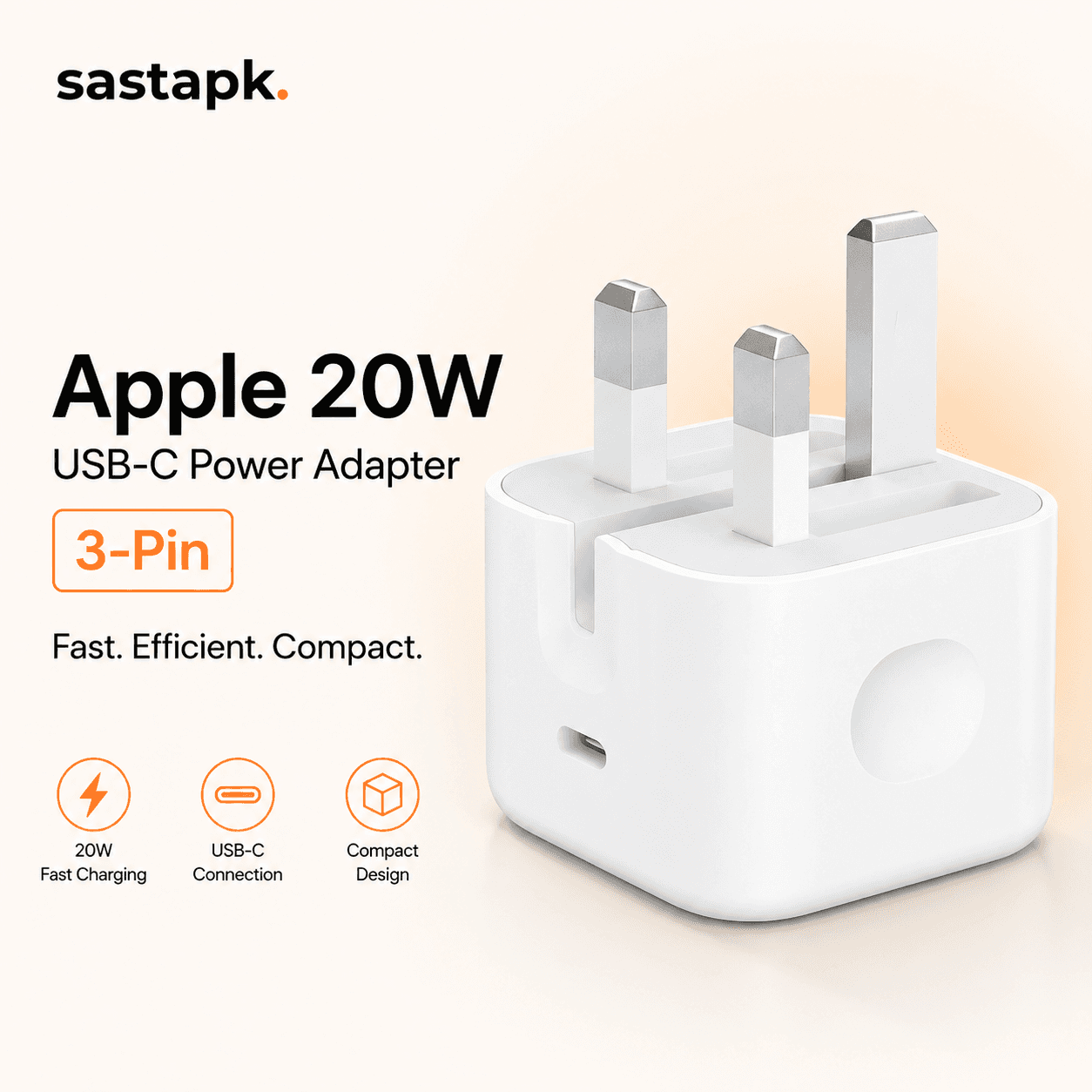 20W USB-C PD Fast Charger (3-Pin)